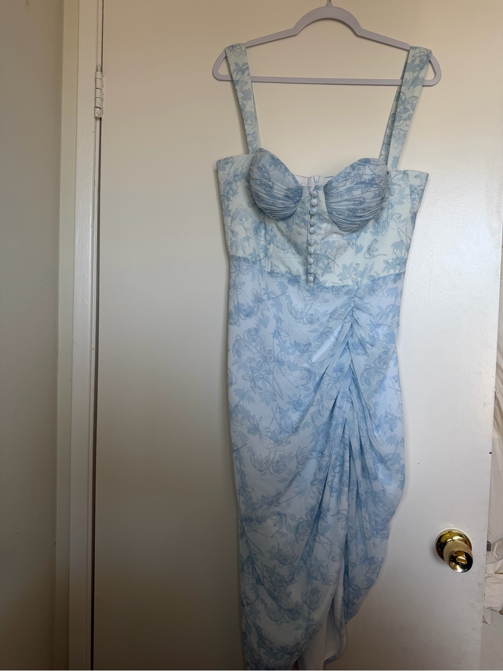 Adeirlina Light Blue Ruched Midi Dress with Sweetheart Bodice size XL NWT